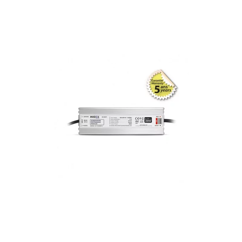 Alimentation pour LED Lumineux 24VDC 200W IP67 5ans