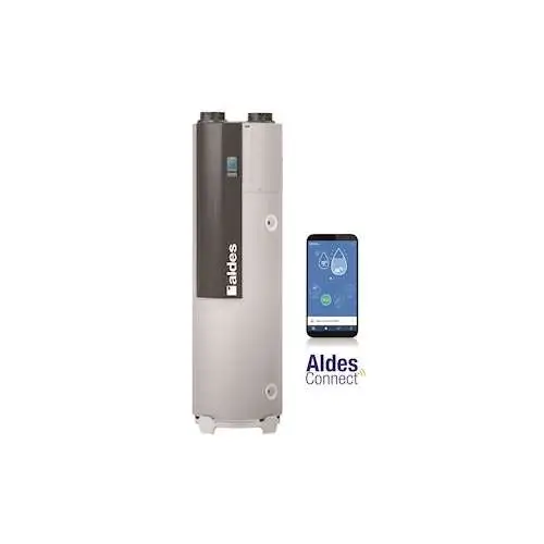 Aldes | Chauffe-eau thermodynamique T.Flow Hygro+ 200 L Fan connecté maison individuelle - Ref : 11023384