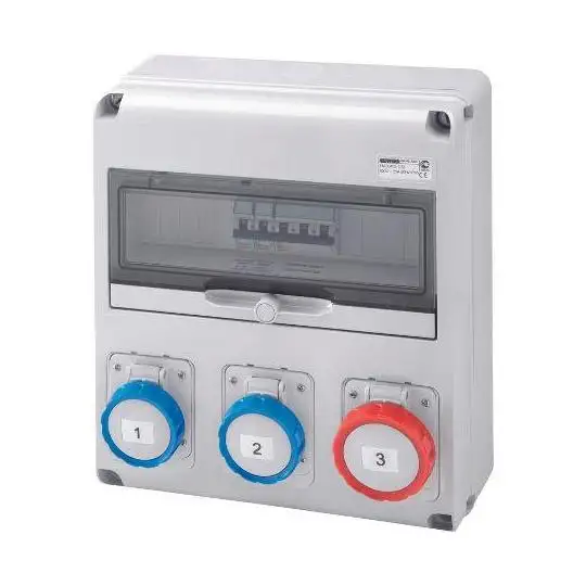 Coffret de chantier précâblé - 400V - 3 prises 2P+T 16A / 1 prise 3P+T 16A - IP44