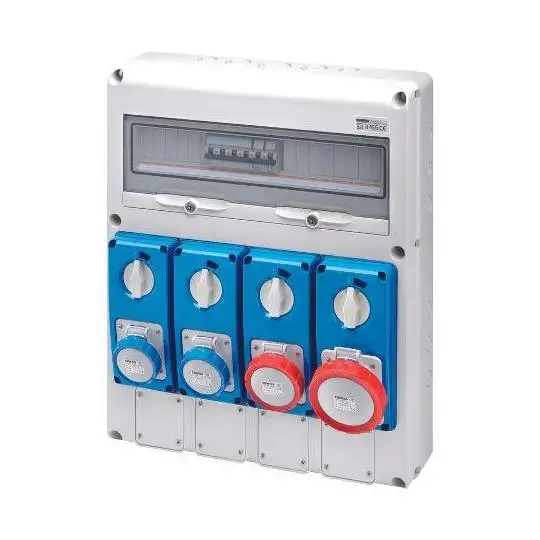 Coffret de chantier précâblé - 400V - 4 prises verrouillées dont 1 x 3P+T 16A / 1 x 3P+T 32A - IP 65