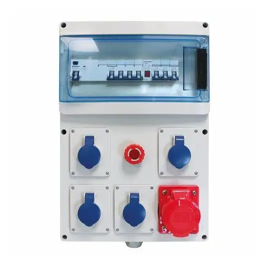 Coffret de chantier triphasé IP44 - 4 PC 2P+T 230 V 16 A + 1 PC 3P+N+T 400 V 32 A
