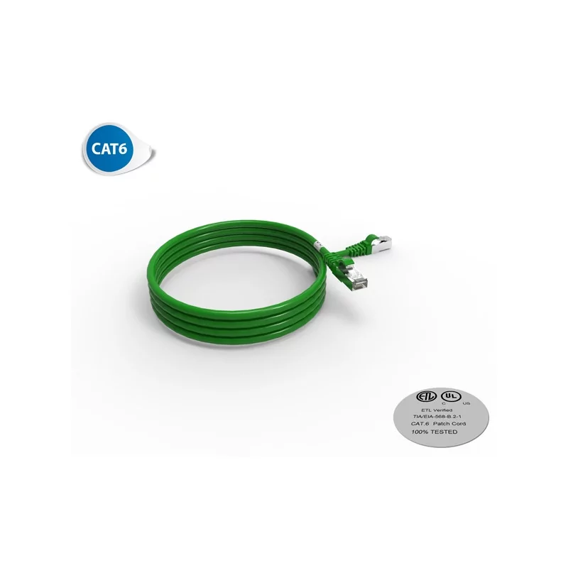 Cordon RJ45 2m - CAT6 - surmoulé F/UTP - 100Ω - LS0H - Vert