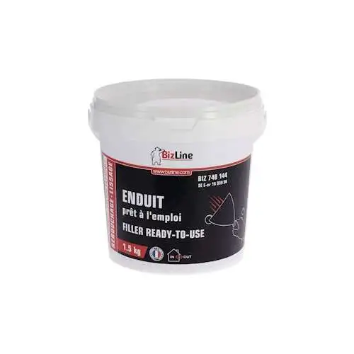 Bizline | Enduit de rebouchage/lissage standard prêt à l'emploi en seau (1.5 kg) - Ref : 740144