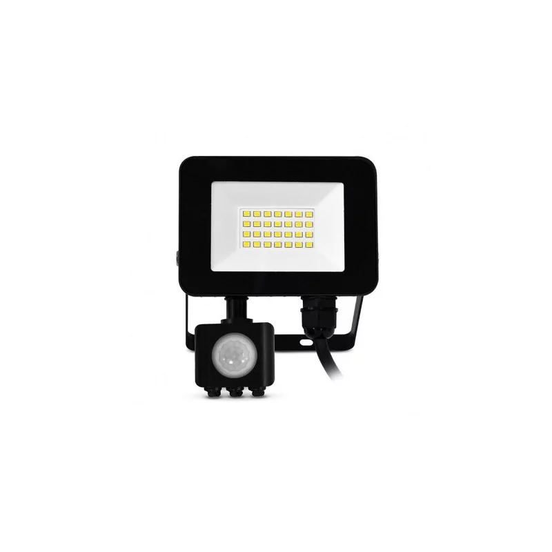 Projecteur extérieur LED plat 20W 6000°K + Détecteur - Noir